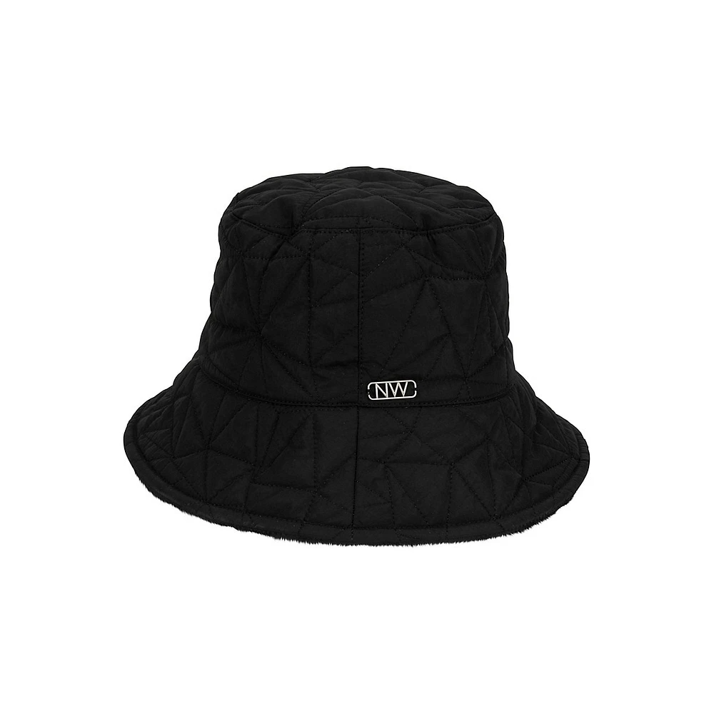 Quilted Reversible Faux Fur Rain Bucket Hat