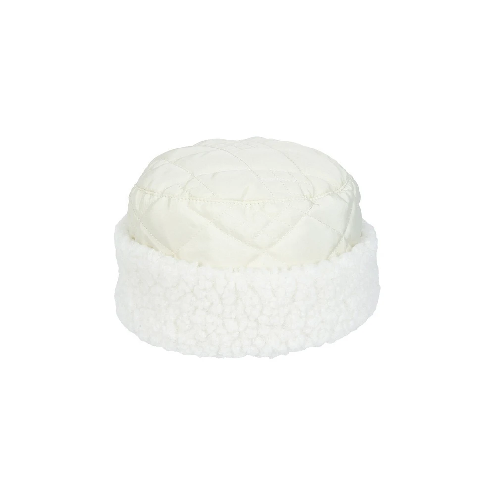 Quilted Faux Fur Cuff Cloche Hat