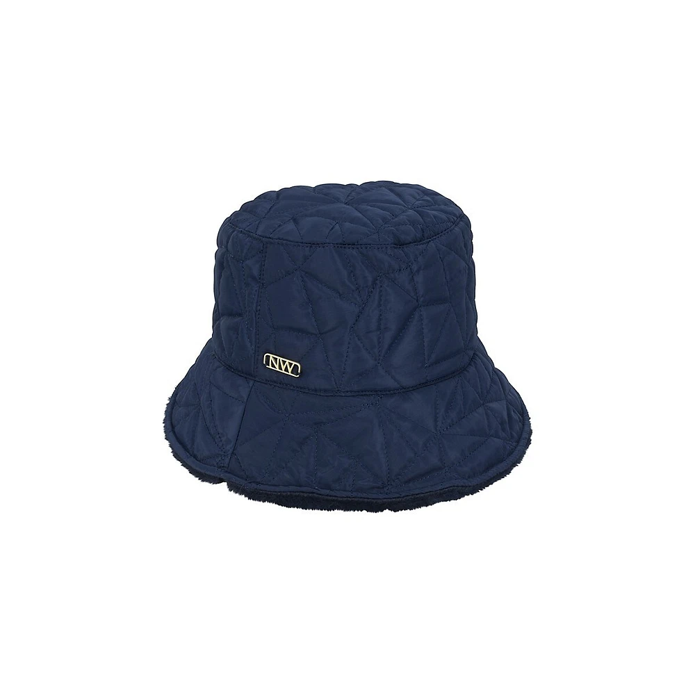 Quilted Reversible Faux Fur Rain Bucket Hat