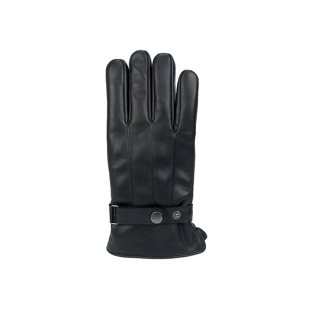 Men's Patch Belted Leather Gloves