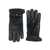 Men's Patch Belted Leather Gloves