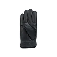 Men's Patch Knit-Cuff Leather Gloves