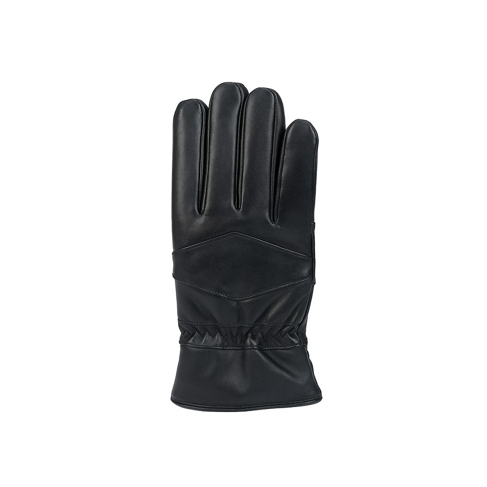 Men's Patch Elastic-Cuff Leather Gloves