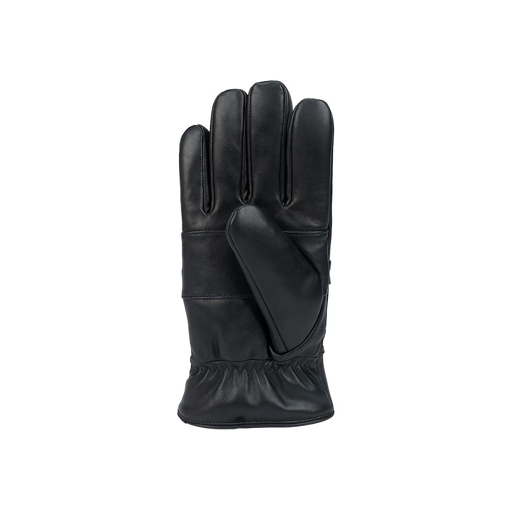 Men's Patch Elastic-Cuff Leather Gloves