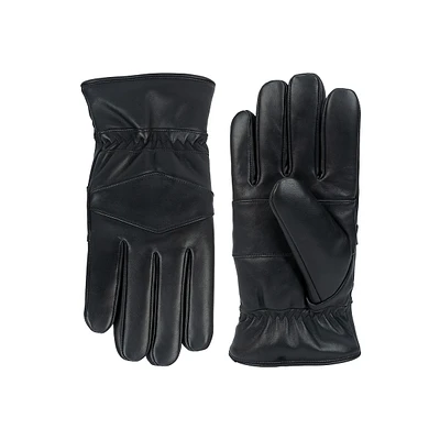 Men's Patch Elastic-Cuff Leather Gloves