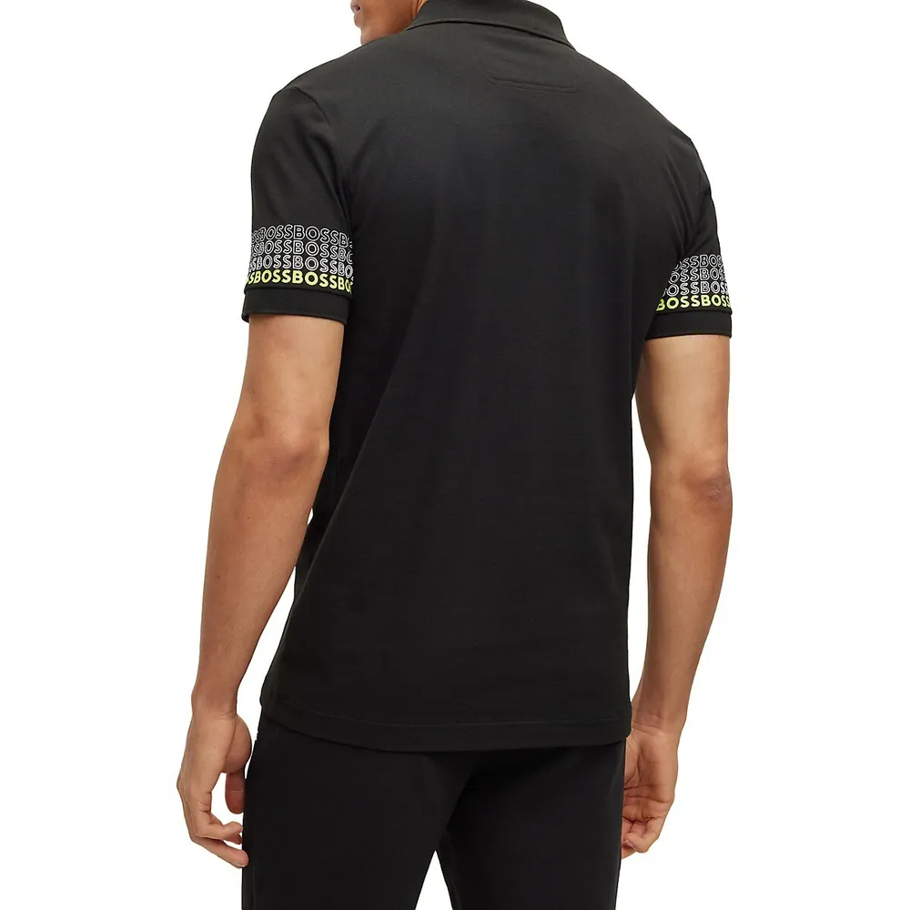 BOSS - Regular-fit polo shirt with monogram jacquard