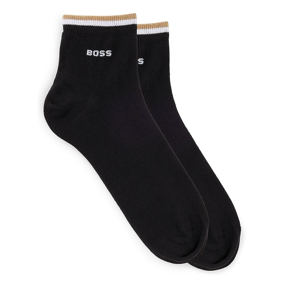 Men's 2-Pair Signature-Stripe Ankle Socks