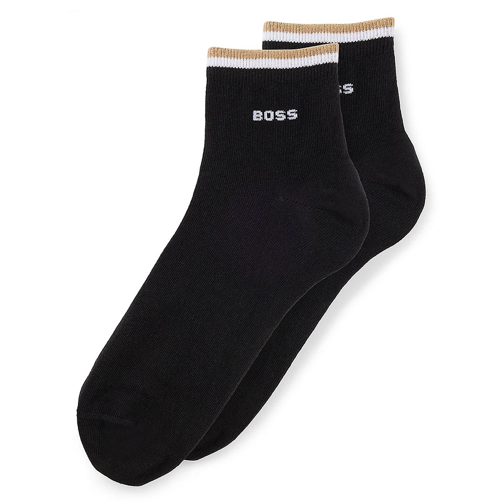 Men's 2-Pair Signature-Stripe Ankle Socks