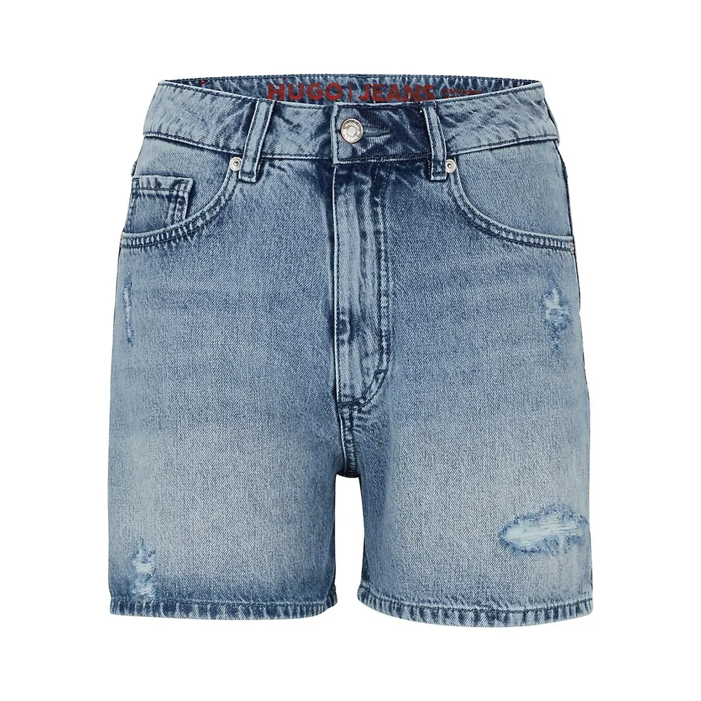 Regular-Fit Rigid Denim Shorts