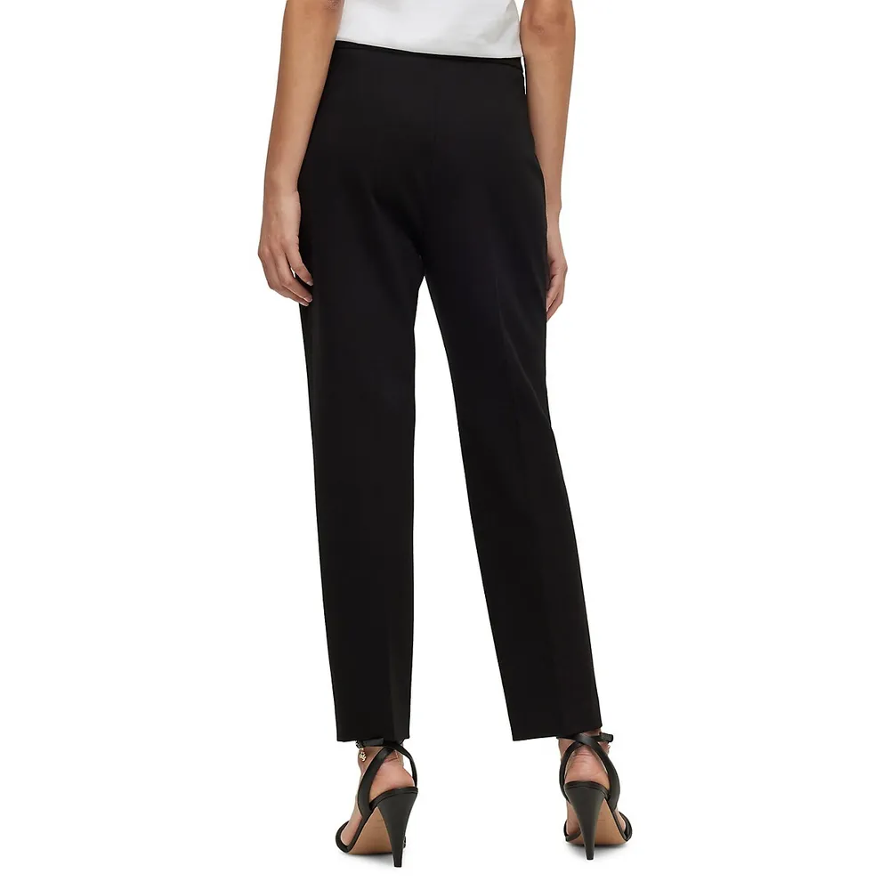 Regular-Fit Tapered Crop Stretch Knit Pants