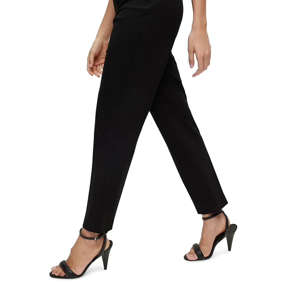 Regular-Fit Tapered Crop Stretch Knit Pants