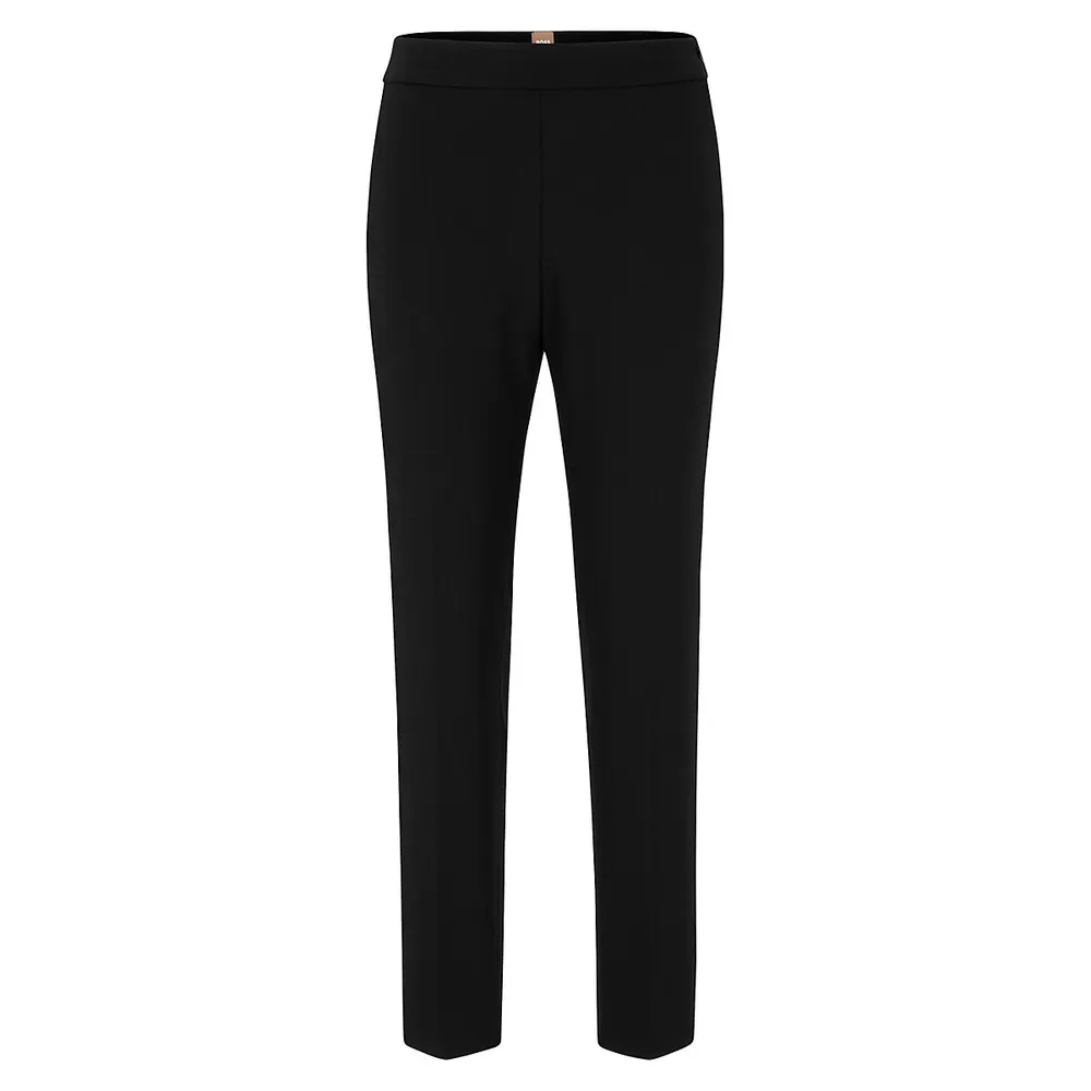 Regular-Fit Tapered Crop Stretch Knit Pants