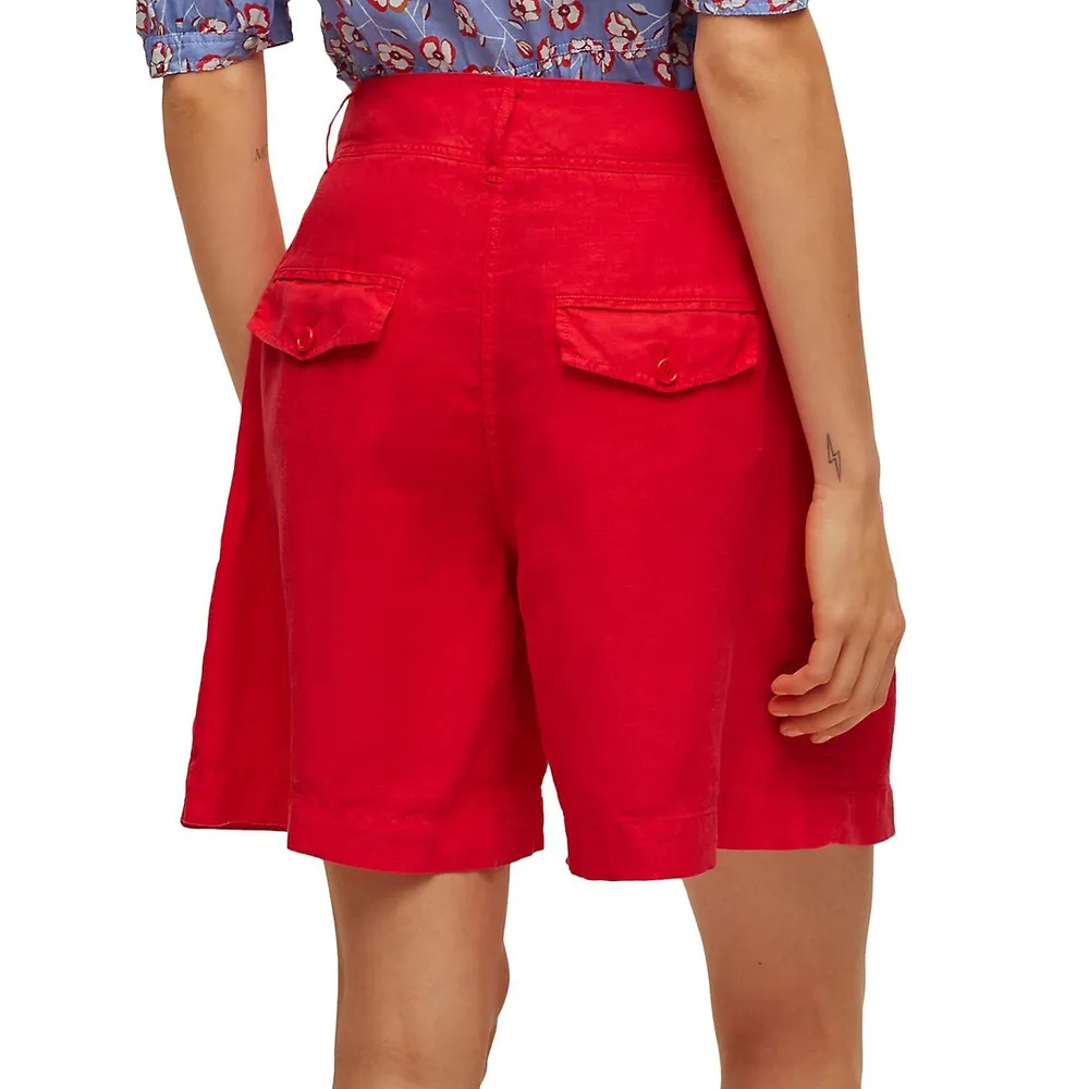 Pleated Linen Shorts