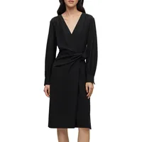 Dojafa Slim-Fit Wool-Blend Twist-Front Dress