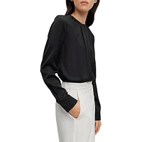 Banorah Ruched-Neck Stretch-Silk Blouse