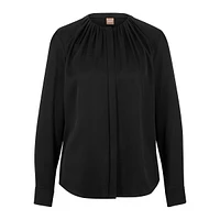 Banorah Ruched-Neck Stretch-Silk Blouse