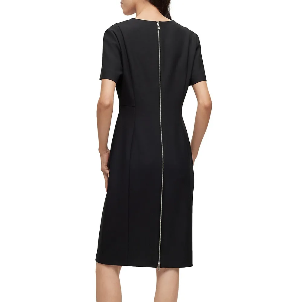 Slim-Fit Full Rear Zip Business Dress