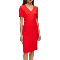 Damasia Short-Sleeve V-Neck Sheath Dress