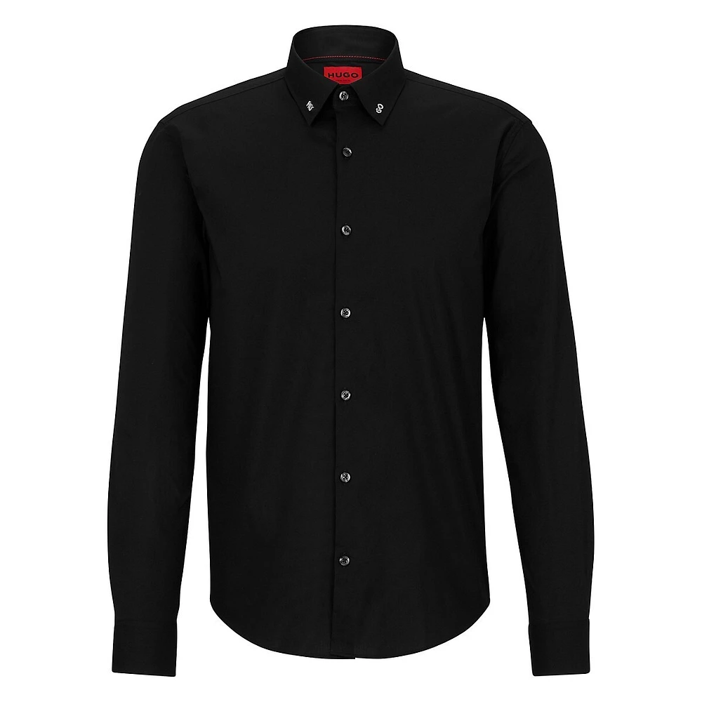 Slim-Fit Logo-Collar Dress Shirt