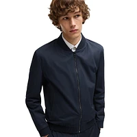 Slim-Fit Stretch-Cotton Zip Bomber Jacket