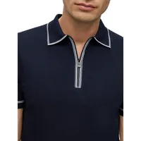 Zip-Placket Sweater Polo Shirt