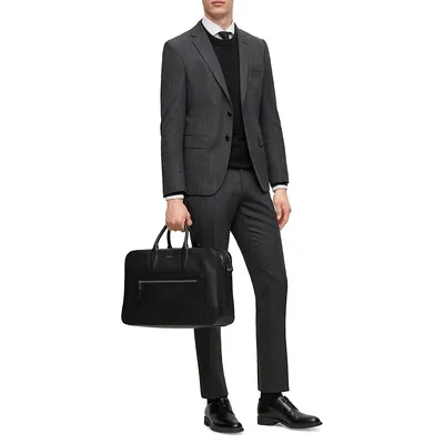 Slim-Fit Patterned Wool-Blend Suit