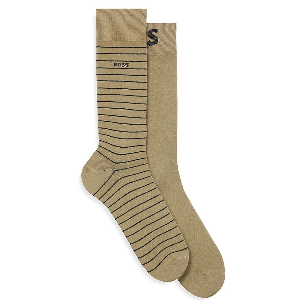 Men's 2-Pair Stretch Cotton Logo Socks