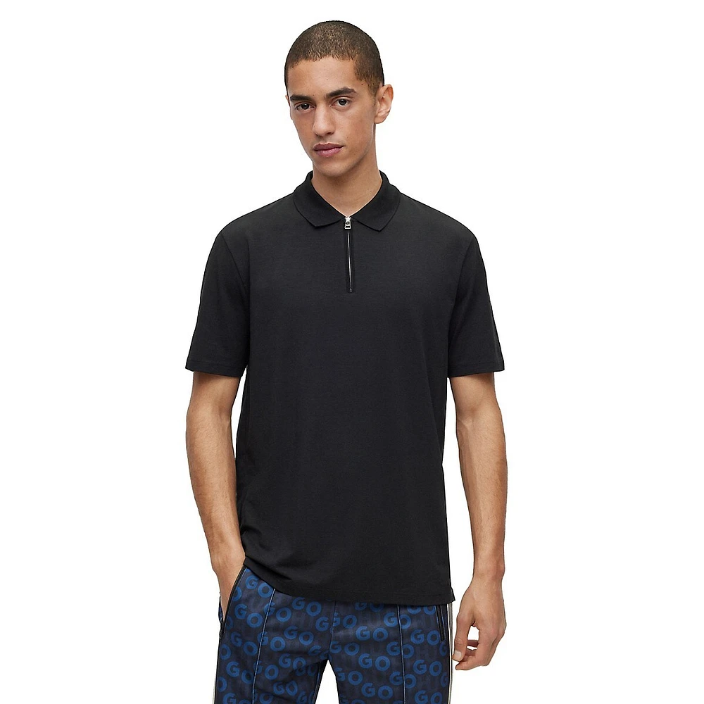 Regular-Fit Zip-Placket Polo Shirt