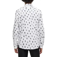 Slim-Fit Printed Stretch Poplin Shirt