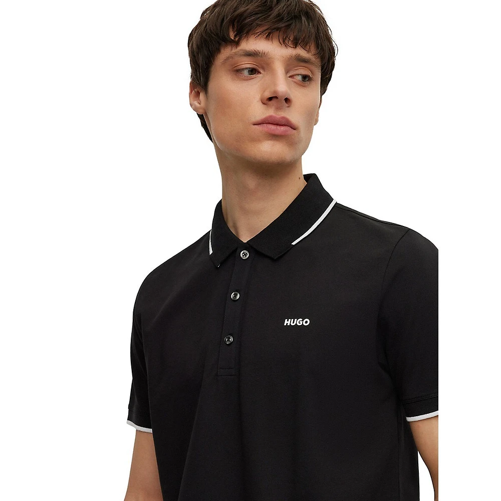 Slim-Fit Tipped Stretch-Cotton Piqué Polo Shirt