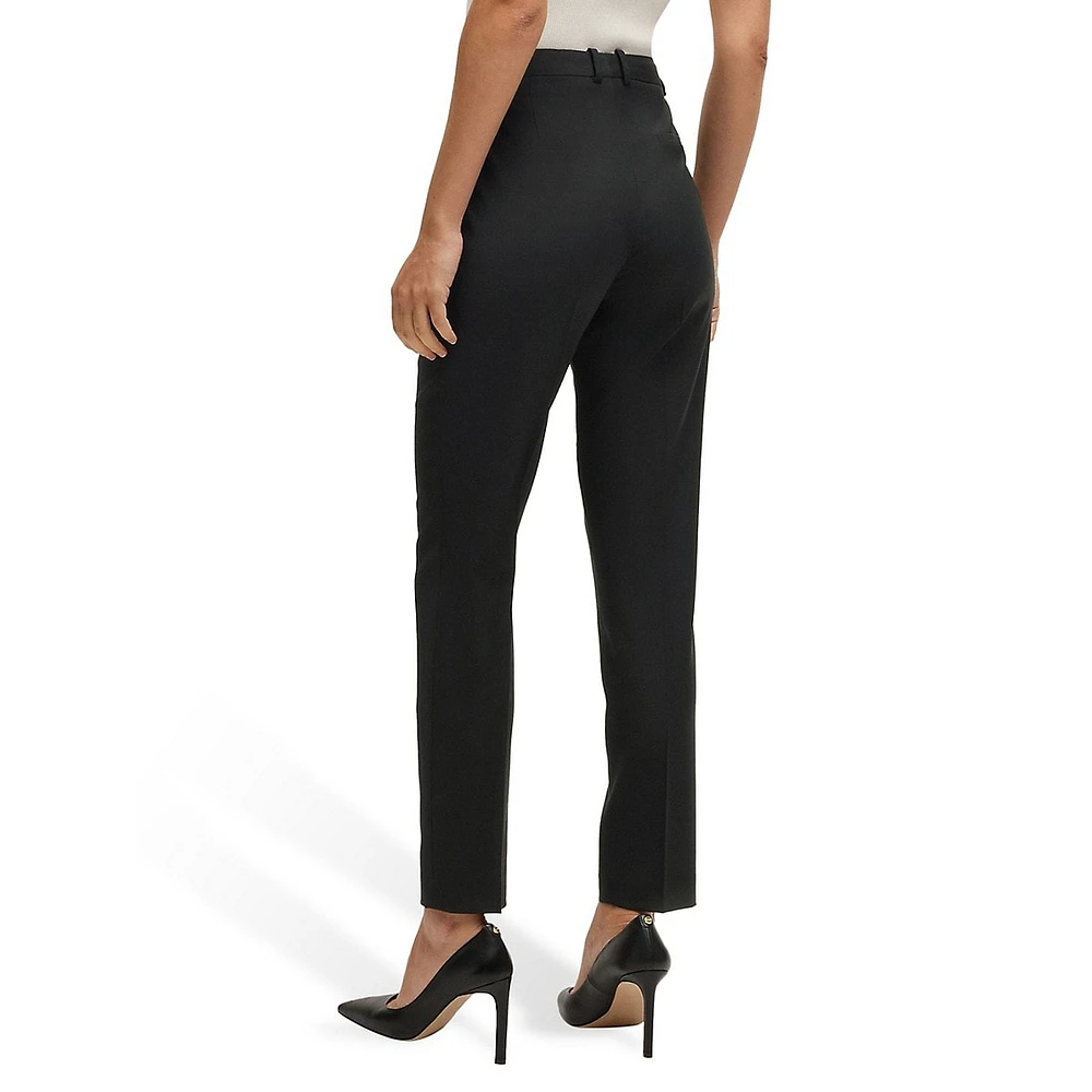 Tapered-Leg Virgin Wool Cropped Dress Pants