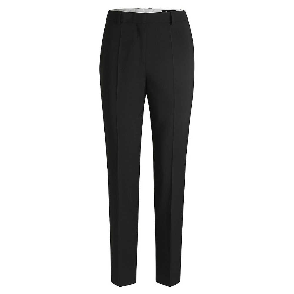 Tapered-Leg Virgin Wool Cropped Dress Pants