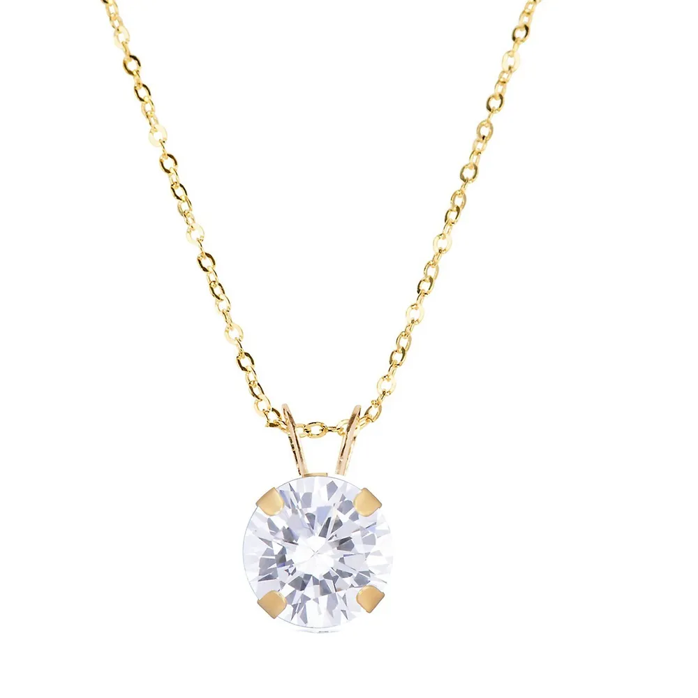 10kt 18" With Cz Necklace And Graduated Cz Stud Set