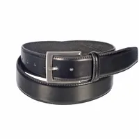 Leather Belt 2 Piece Set With Brushed Nickel Hardware