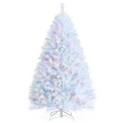 6ft White Iridescent Tinsel Artificial Christmas Tree W/ 792 Branch Tips