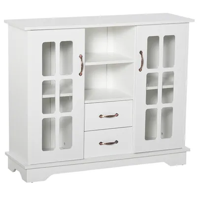 Kitchen Storage Cabinet W/ 2 Drawers, Cupboards And Shelves