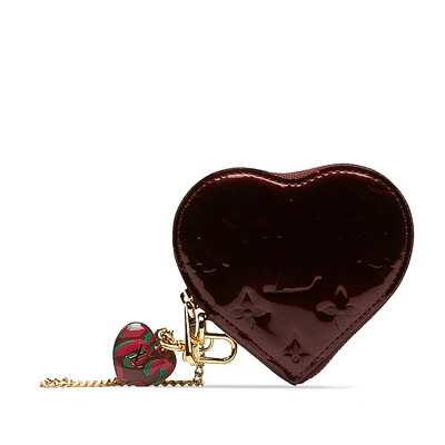 Pre-loved Vernis Rayures Heart Coin Pouch