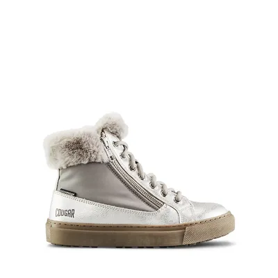 Kid's Dublin-G Waterproof Nylon & Faux Fur-Trim Winter Sneaker Boots