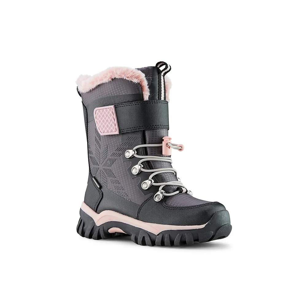 Kid's Toasty Faux Fur-Trim Nylon Snow Boots