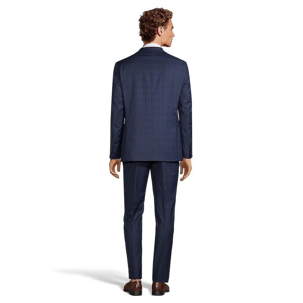 Extreme-Slim Fit Wool-Blend Windowpane Plaid Suit