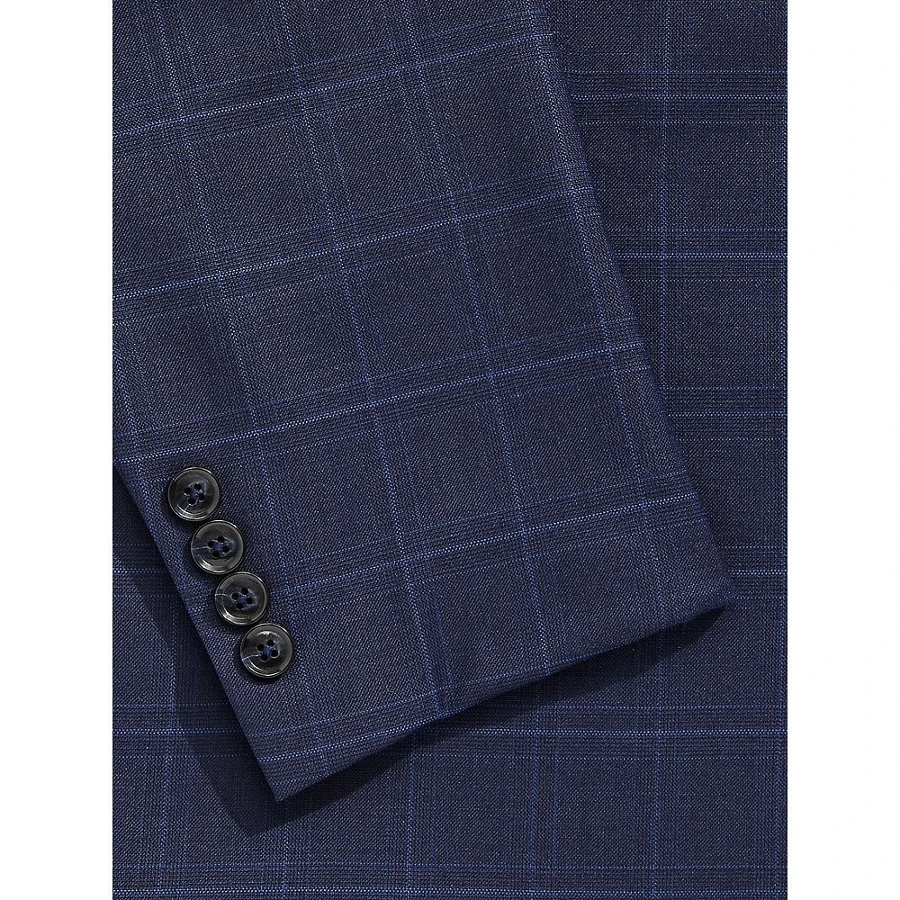 Extreme-Slim Fit Wool-Blend Windowpane Plaid Suit