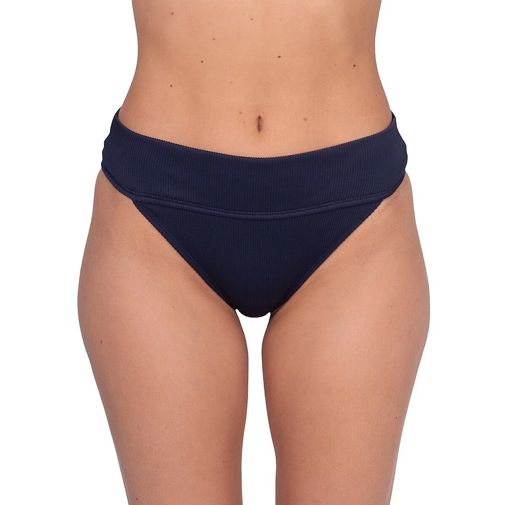 Culotte de bikini côtelée à taille haute Eloise Cabo