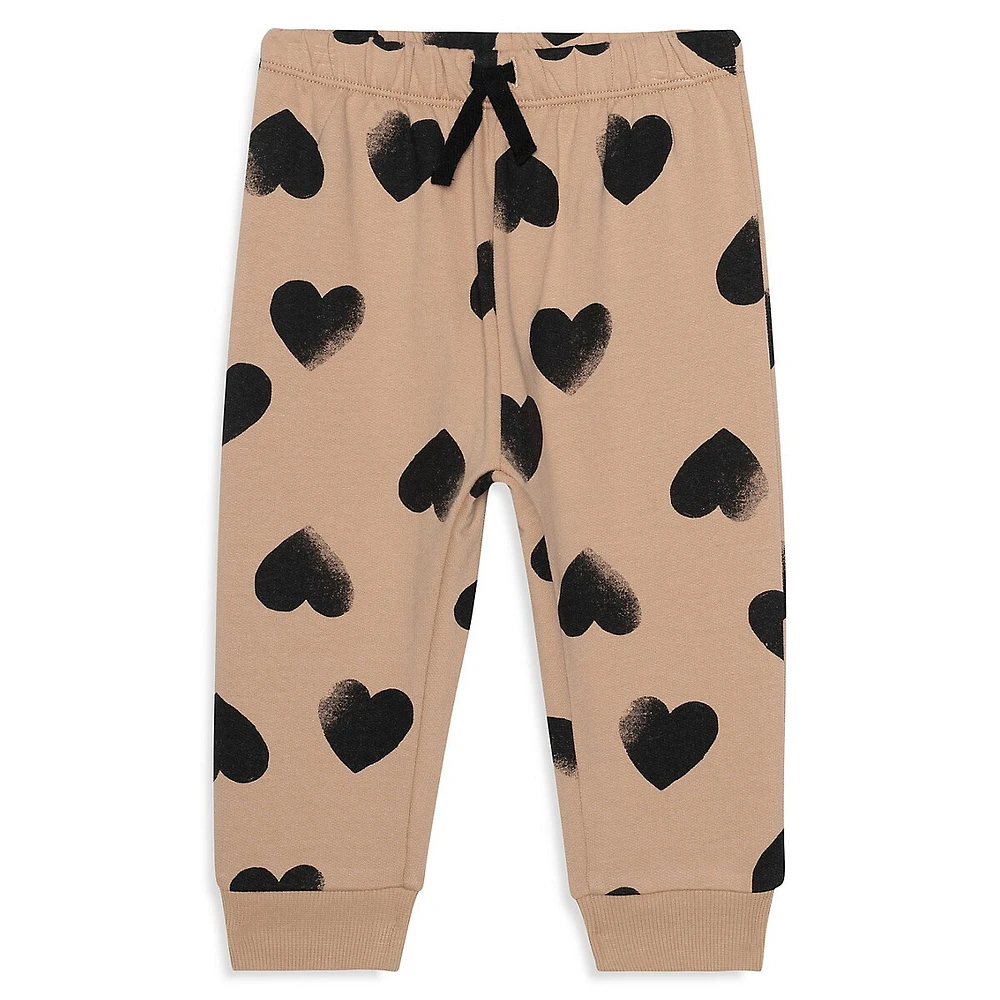 Baby Girl's 3-Piece Heart-Print Headband, Sweatshirt & Joggers Set