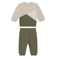 Baby Boy's 2-Piece Quilted Colourblock Jogger Set