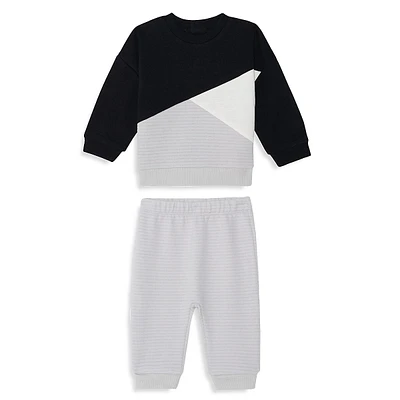 Baby Boy's 2-Piece Quilted Colourblock Jogger Set