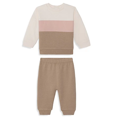 Ensemble de jogging 2 pièces matelassé Colourblock pour bébé fille