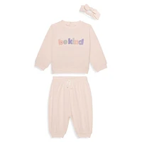 Baby's 3-Piece Be Kind Waffle-Knit Jogger Set