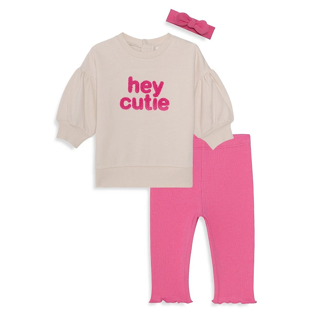 Baby Girl's 3-Piece Puffy Tunic, Leggings & Headband Set