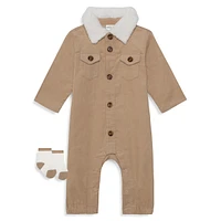 Baby Boy's 2-Piece Corduroy Playsuit & Socks Set