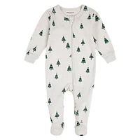 Baby's Holiday Tree-Print Footed Sleeper